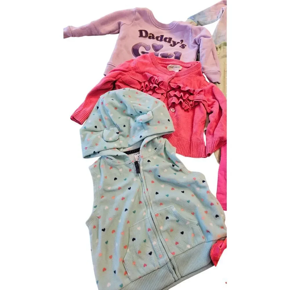12 month mix brands baby girl 10 piece lot pajama sweater dress tops pants